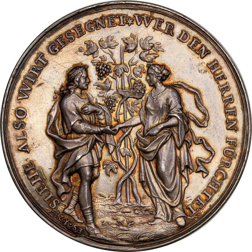 Niemcy. Medal zaślubinowy XVII/XVIII wiek, srebro